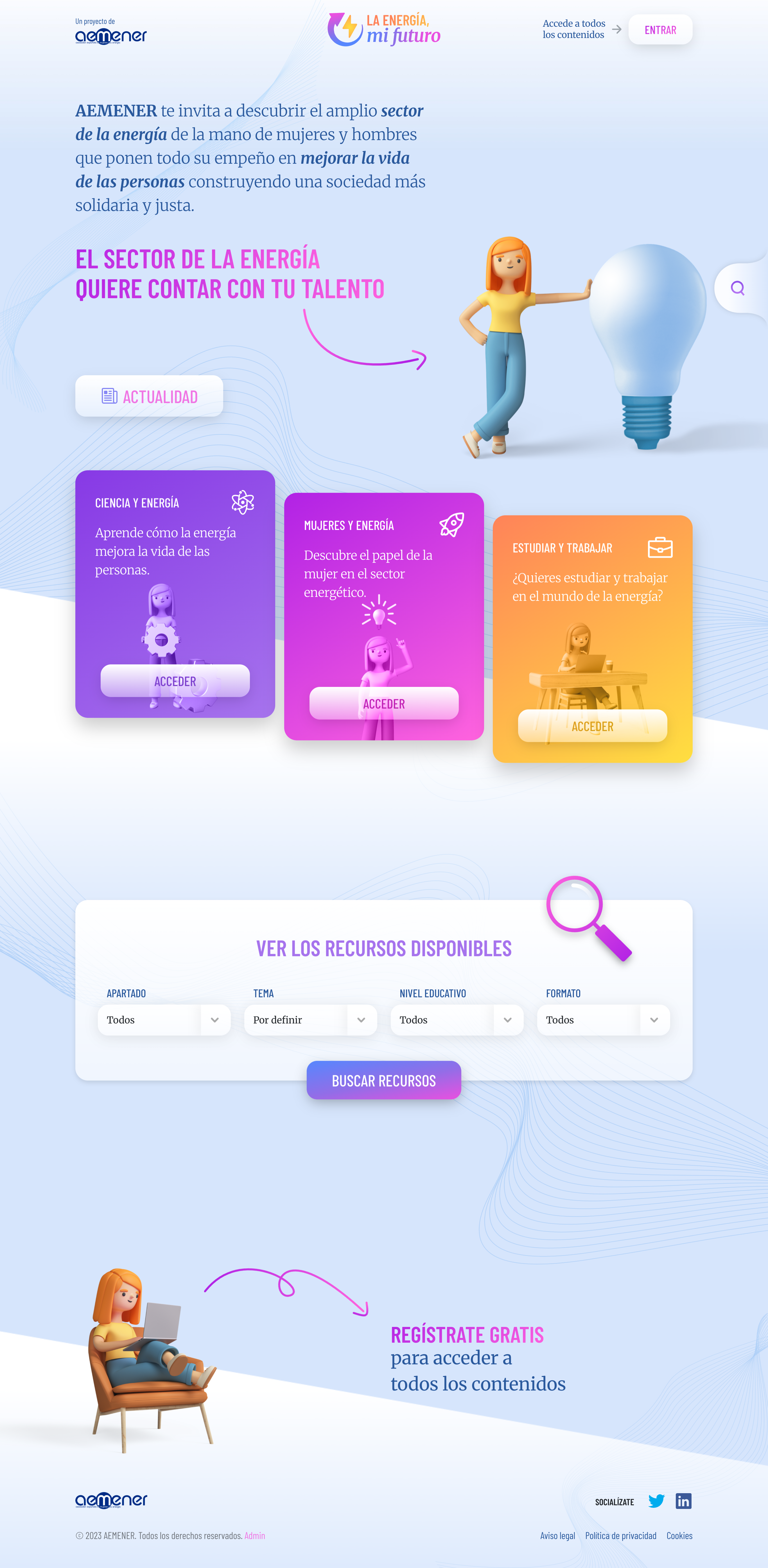 Diseño de web para campaña de sensibilización sobre la participación de las mujeres científicas en el sector energético